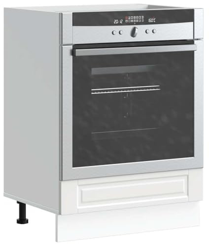 SooIarix Porto Hob Cabinet, White, Wood Material, 60 x 46 x 81.5 cm, Kitchen Cabinet for Built-in Ovens, Adjustable Feet, Space-Saving Design