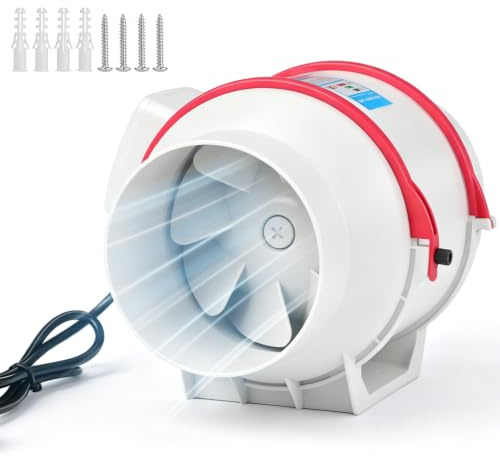 GEARCELL Inline Extractor Fan 6in 150mm 318CFM 75W Duct Fan UK Plug