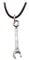 Fashion Tibetan Silver Pendant spanner Necklace Choker Charm Black Leather chain