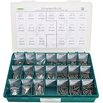 Set DIN 912 Zylinderkopfschrauben M3+M4 Edelstahl A2 mit Muttern + Scheiben | Sortiment M3+M4 DIN 912 Zylinderschrauben Innensechskant Unterlegscheiben (DIN 125, 127, 9021) Muttern DIN 934, 985 144 Teile