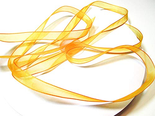CaPiSo 10mm Organzaband Schleifenband Geschenkband Chiffonband Organza (Gelb, 100m)
