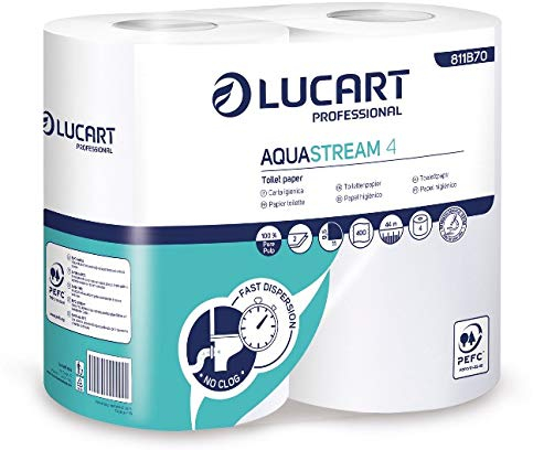 Lucart Aquastream Lot de 4 rouleaux de papier toilette