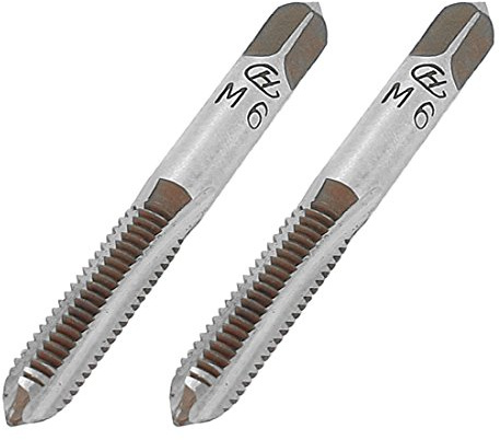 Aexit 2 Pcs Tiges Rondes HSS M6 Tarauds à Flûte Droite Filetés 6mm UF977556D497180B