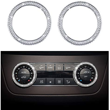 VDARK Zubehör Compatible with Mercedes Benz Parts Verkleidung Klimaanlage Regler Knopf Regler Kappen Abdeckung Innenblenden Dekorationen W204 X204 W166 X166 C Klasse GLK AMG Bling Kristall (Silber)