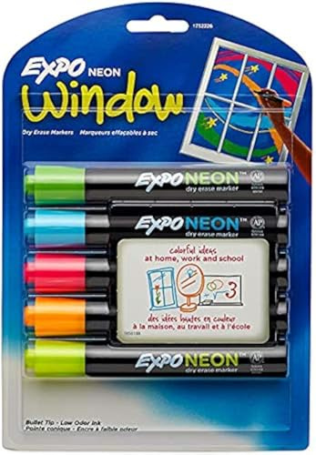 Expo Neon Dry Erase Marker, Rundspitze, sortiert, 5 Stück pro Set
