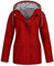 LOPILY - Giacca impermeabile da donna, taglia forte, monocromatica, con cappuccio, protezione solare attiva, parka, colore: rosa, taglia: XL A1-red 56