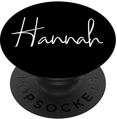 PopSockets Hannah Name Weiß auf Schwarz für Mädchen & Frauen - Hannah PopSockets PopGrip: Ausziehbarer Sockel und Griff für Handys/Tablets mit Tauschbarem Top