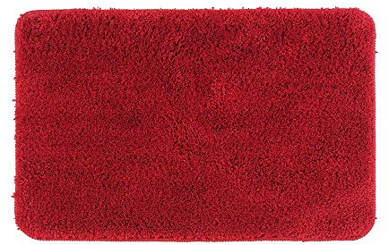 Treer Badezimmermatte Weicher Saugfähig Badezimmerteppich, Mikrofaser Beflockung Einfarbig Badematten Antirutsch Badvorleger Duschteppich Waschbar Badteppich für Badezimmer (Rot,40x60cm)