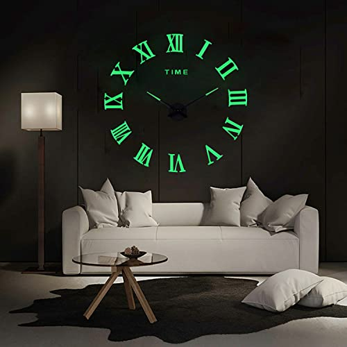 Coraltree DIY Leuchtende Wanduhr - Moderne Stille XXL Acrylspiegel 3D Aufkleber für Home, Hotel, Office Dekoration - Geschenk (Luminous-2)
