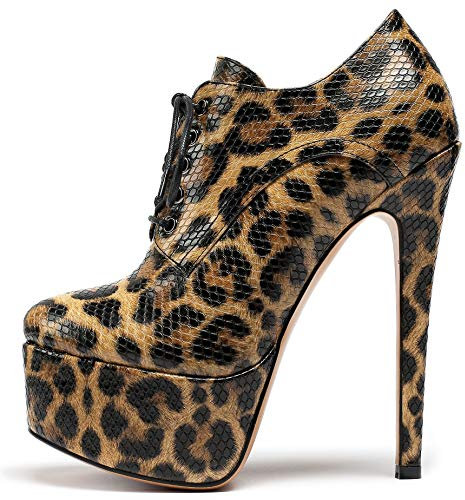 EDEFS Stivali con Tacco Alto Donna, Stivali Alti Donna, Stivali tacco a Spillo,Scarpe da donna,Leopard EU41