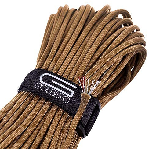 Golberg 600 libras Militar Spec Tipo III Cable de pesca integrado, resistente al agua, cuerda de paracaídas para acampar al aire libre -11 líneas en una