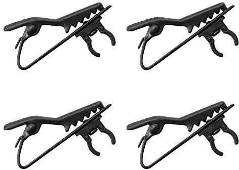 WHYHKJ 4 pinzas de metal negro para micrófono de solapa Lavalier, 6 mm