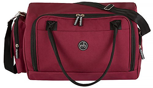 Wickeltasche mit Wickelunterlage wasserabweisend Baby Windeltasche Umhängetasche, Farbe:Weinrot