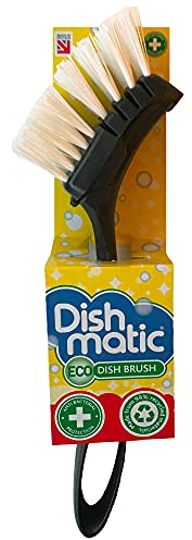 Dishmatic ECO Washing-Up Scrubbing Brush Made from 99% Recycled Plastic with Replaceable Brush Head – Antibacterial Kitchen Washing-Up Dish Brush