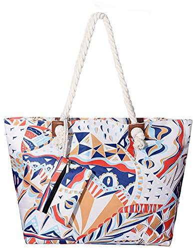 DonDon Bolso de playa grande impermeable con cremallera Modern Art