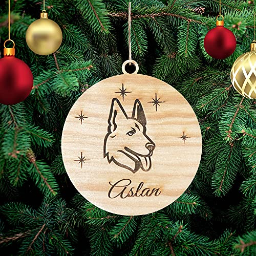 Personalisierte Deutscher Schäferhund Hund Weihnachtsbaumschmuck aus Holz Weihnachtsbaum Christbaumschmuck mit Hundnnamen