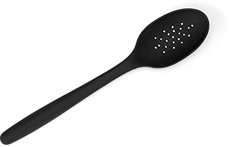 Misen 30,5 cm Silikon-Löffel mit Schlitzen, bequemer Griff, stabiler Nylonkern, hitzebeständig bis 250 °C, spülmaschinenfest, perfekt zum Rühren und Servieren, Schwarz