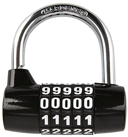 Oxford Products LK102 5-Digit Combination Padlock, Black, One Size