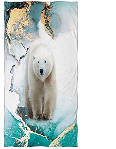 Zomer Strandtuch 70x140cm,Bedrucktes Mikrofaser Badetuch-Eisbär Blau