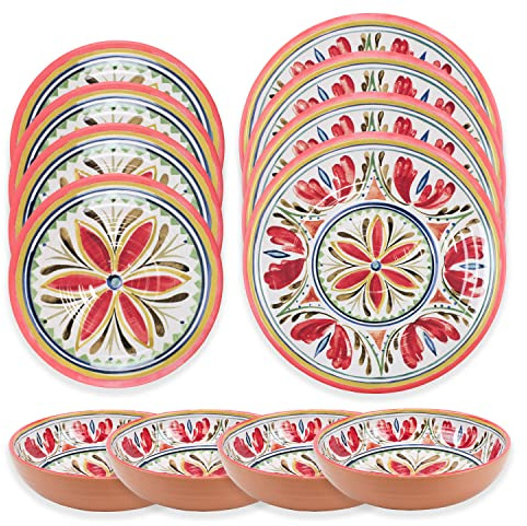 Purely Home Mediterranean - Outdoor/Camping/Picnic - Melamine/Plastic Dinnerware Set (12)