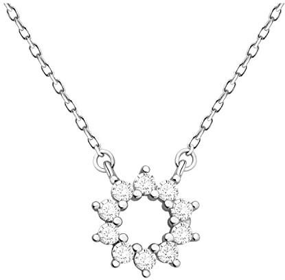 Sofia Milani - Damen Halskette 925 Silber - mit Zirkonia Steinen - Sonnen Kreis Anhänger - N0453