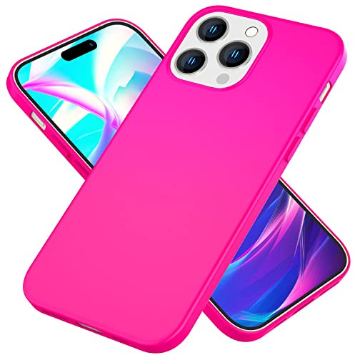 NALIA Neon Silikonhülle für iPhone 14 Pro - Soft-Touch - Hülle, Pink | Stoßdämpfer in den Ecken, Erhöhter Kamerarand, Kaschiert Fingerabdrücke, Präziser Tastendruck, Griffsicherer Halt