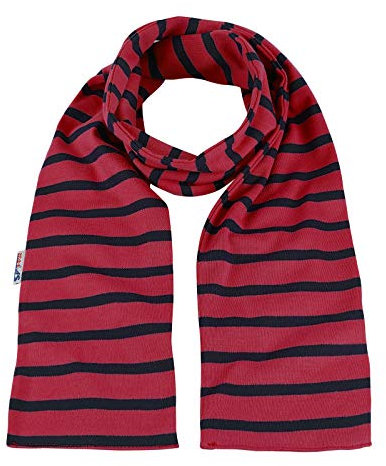 modAS Unisex Bretonischer Schal mit Streifen und uni verschieden Farben - Herrenschal Damenschal Kinderschal 13x120 cm in Rot-Blau