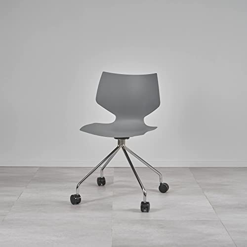 Julien Stuhl mit Chromgestell und Rollen | 3 Farbe Grau