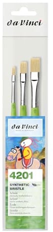 da Vinci, FIT Synthetics Bristle, Set, 3 Pinsel, Robust, Acryl, Öl, Für Holz, Leinwand, Papier & Karton, Hobby & Schule, Kurzstiel, Made in Germany, Größe 4, 8, 12 | Enthält 3 Flachpinsel mit elastischen Synthetikborsten für Schule, Hobby sowie Öl- und Acrylfarben.