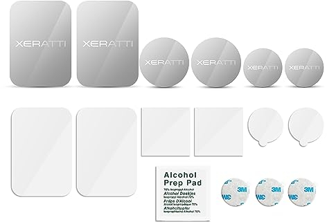 Xeratti 16 Piece Silver Mirror Metal Plate Phone Accessories Pack, Premium Ultra Thin Metal Plates for Magnetic Phone Mounts, Car Phone Holders