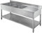 GastroHero Spültisch 160x60 cm I Edelstahl Spültisch mit 2 Ausgussbecken Links I Gastro Spüle Edelstahl mit Grundboden I Spültisch Edelstahl