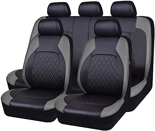 PARIE Auto Sitzbezüge Sets für Nissan Qashqai 3.Gen (J12) 2021 2022 2023, Vordersitze Und Rücksitze Wasserdicht Verschleißfest Airbag Geeignet Autositz Zubehör,A/9pcs Set Grey