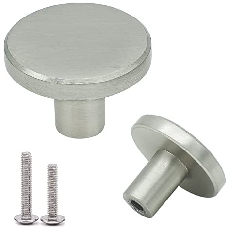 Vandicka 4 Pcs Silver Cabinet Door Knobs & Drawer Pulls – Small Round Knobs and Handles Brushed Nickel for Kitchen Cupboard Dresser Wardrobe, 28 * 20 mm
