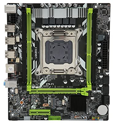 LGA 2011 Motherboard, X79 F1 M ATX Motherboard for Intel Xeon E5 V1 V2, i7 CPU, PCIe 16X, 4xDDR3, 4xSATA2.0, 10xUSB2.0, 1xNVME M.2, 1x8pin,1x24pin, 1xPCIe 4X, for Office and Home