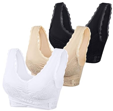 3er Pack BHS Damen Ohne Bügel Ohne Bügel Push Up Luftiger BH Set Frauen 2023 Mode Sexy Spitzen-BH Yoga-BH Crop Top Bra mit Verstellbarem für Schlafen Fitness Outdoor