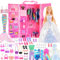 HappyGoLucky 47 pcs Ropa y Accesorios para Muñecas, 1 Armario Portátil y 1 Muñecas, Fashionista Vestidos Muñeca Juguetes Niños Regalo Niña 3-8 Años