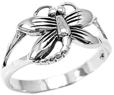 Dragonfly Ring, Sterling Silver, Boho Ring, Damselfly Ring, Flying Insect Ring, Nature Jewelry, Bugs Ring, Garden Bug ring, Dainty Jewelry (Ring size: 8, Gift Wrapping: Free)