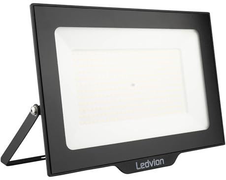 Ledvion LED Strahler, inkl. 0,5M Kabel, 200 Watt Osram LED Strahler, 4000K Weitstrahl, 24000 Lumen Arbeitslicht, Außen Strahler IP65 wasserdicht, Weitstrahl mit Schnellkupplung