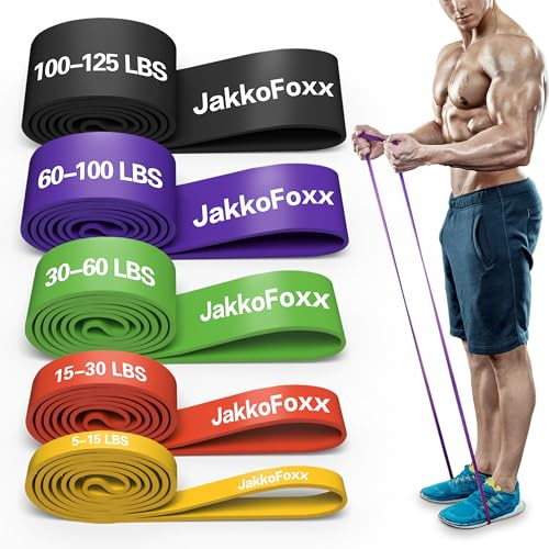 Fitnessbänder 4 Set, Widerstandsband, Dehnungshilfe, tragbares Training, Muskeltraining, Physiotherapie, Übungsbänder für Training (5 er Set Bunt)