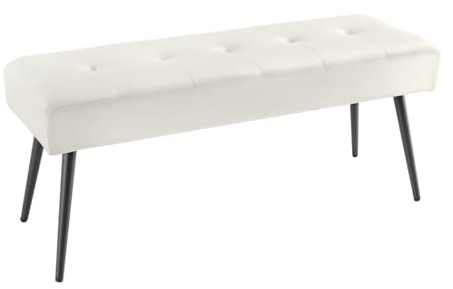 Riess Ambiente Design Sitzbank Boutique 100cm Champagner Samt Schwarze Metallbeine, Polsterbank in modernen Stil, Flurmöbel, Esszimmerbank
