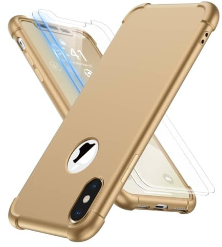 ORETECH for iPhone XS Max Case, Shockproof Slim, Screen Protector, Gold