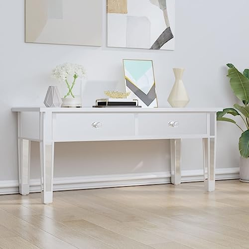 CKioict Couch beistelltisch Couchtisch modern Wohnzimmertisch Spiegel-Couchtisch 106x45x45 cm Holzwerkstoff und GlasGeeignet für Wohnzimmer, Kaffeehaus, Hotel