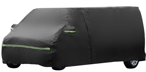 Autoabdeckung Ersatz für VW T5 T6, 300D Baumwollfutter Wasserdicht Wetterfeste UV-beständige Autoabdeckung Vollgarage für VW SWB/LWB Transporter mit Reißverschlusstür