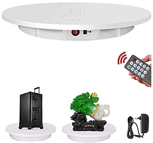 Plato Giratorio Eléctrico, Plato Giratorio Eléctrico Profesional, Soporte para Fotografías De 360 Grados, Capacidad De 100 Kg, Velocidad Y Dirección del Control Remoto, Blanco/Negro, 42 cm,Blanco