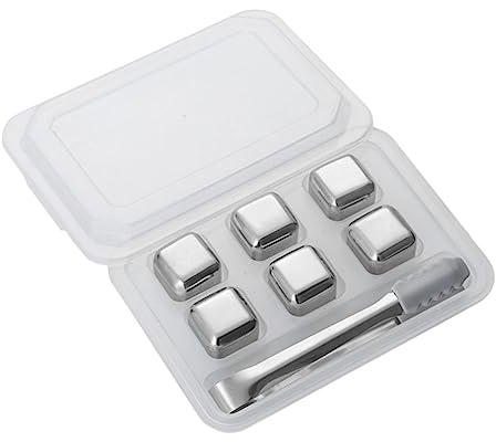 COLLBATH 1 Set Stainless Steel Ice Pellets Bar Ice Cube Metal Ice Cube Reusable Ice Cubes for Drinks Stainless Steel Ice Cube Cooling Stone Simple Ice Stone Whiskey Ice Cube Chilling Stone