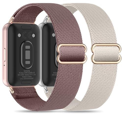 EverAct 2 Pièces bracelets élastiques compatibles avec Samsung Galaxy Fit 3, en tissu nylon, à dégagement rapide, pour Samsung Galaxy Fit 3 SM-R390, homme et femme