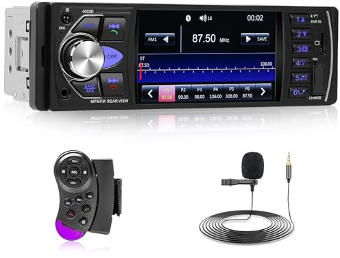 Autoradio 1 Din avec Bluetooth Mains Libres, Hodozzy Poste Radio Voiture 1 Din écran 4,1 Pouces avec 7 Couleurs d'éclairage,1 Din MP5 MP3 Lecteur Voiture Supporte FM/USB/TF/AUX in+ Contrôle au Volant