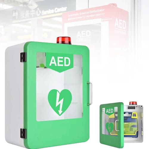 AED-Defibrillator-Aufbewahrungsschrank, Wandmontage-Aufbewahrungsbox Erste mit Alarmsystem und Doppelschaltersteuerung, Erste-Hilfe-Schrank, Trennwandposition einstellbar, Doppelschaltersteuerung