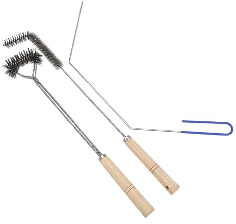 3 Pcs Fryer Cleaning Tools, L Shaped Brass Bristles Fryer Deep Cleaning Brush, Fryer Deep Cleanout Rod, Long Handle Fryer Basket Brush for Restaurant Air Fryer (Steel Fryer Cleaning Tools-3 Pcs)