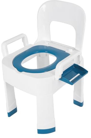 Sedia Toilette Pieghevole Portatile con Braccioli Allargati, Sedile WC Rialzato per Donne Anziane Incinte, Sedia Doccia con Poggiapiedi, Sedia Toilette Pieghevole e